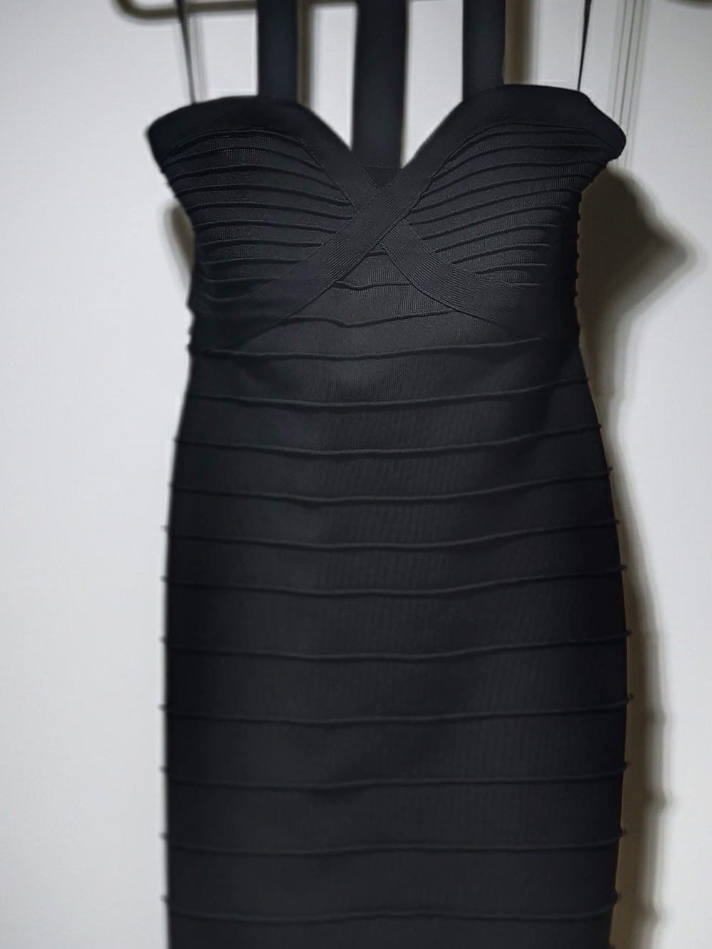 Fashion Nova Strapless Black Bandage Midi Dress